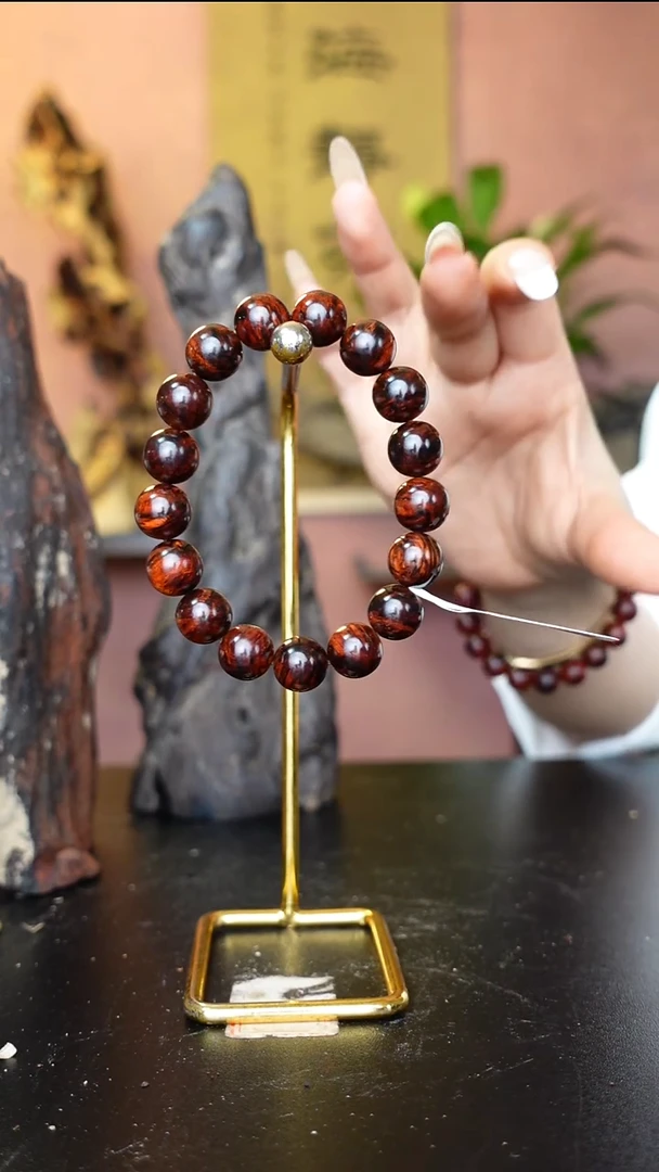 降真香手串/手链海南红降1.2高货黄油芝麻点圆珠单圈沉水