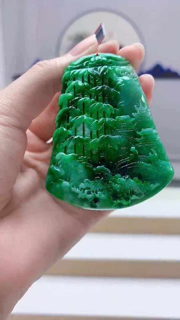 未镶嵌定制翡翠4852zm-毛货挂件山水140