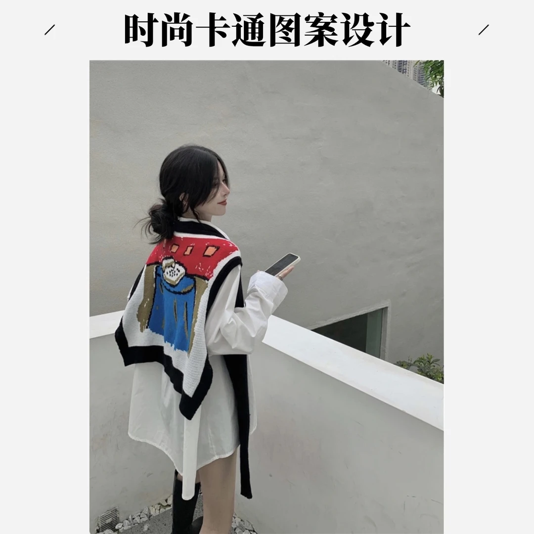 欧洲站2025春季新款时尚百搭洋气法式休闲风设计感撞色针织披肩女