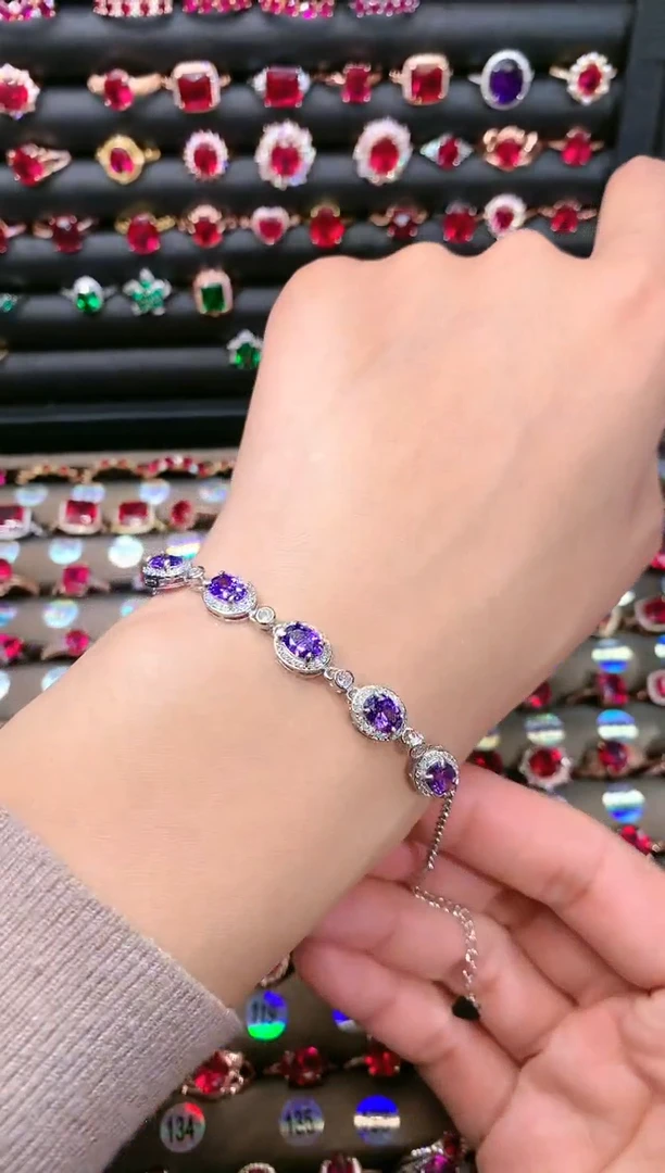 【闪购商品】水晶手链银S925镶嵌紫水晶