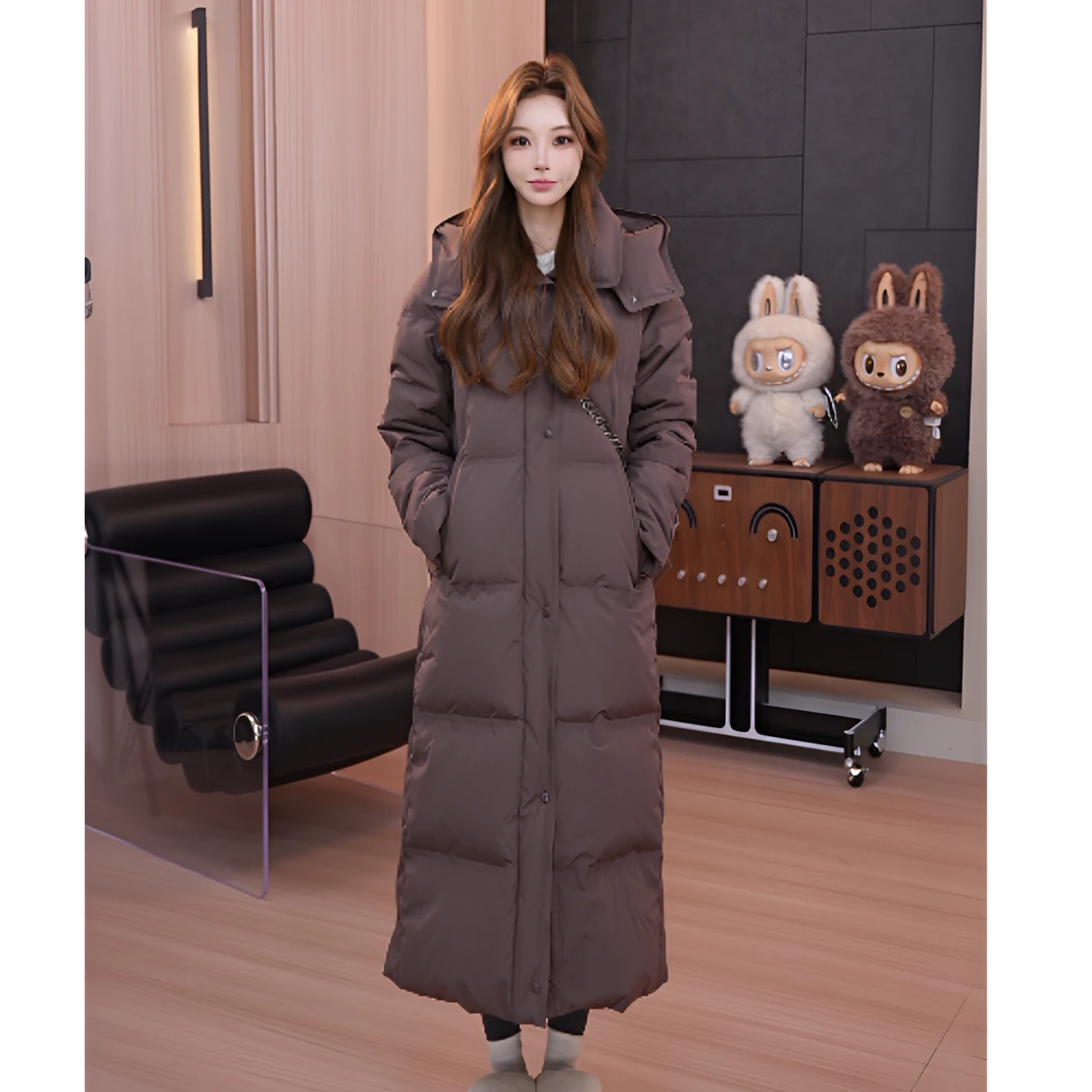 【波司登】25鹅绒超厚新款冬季高端线流光风加长款连帽90绒羽绒服