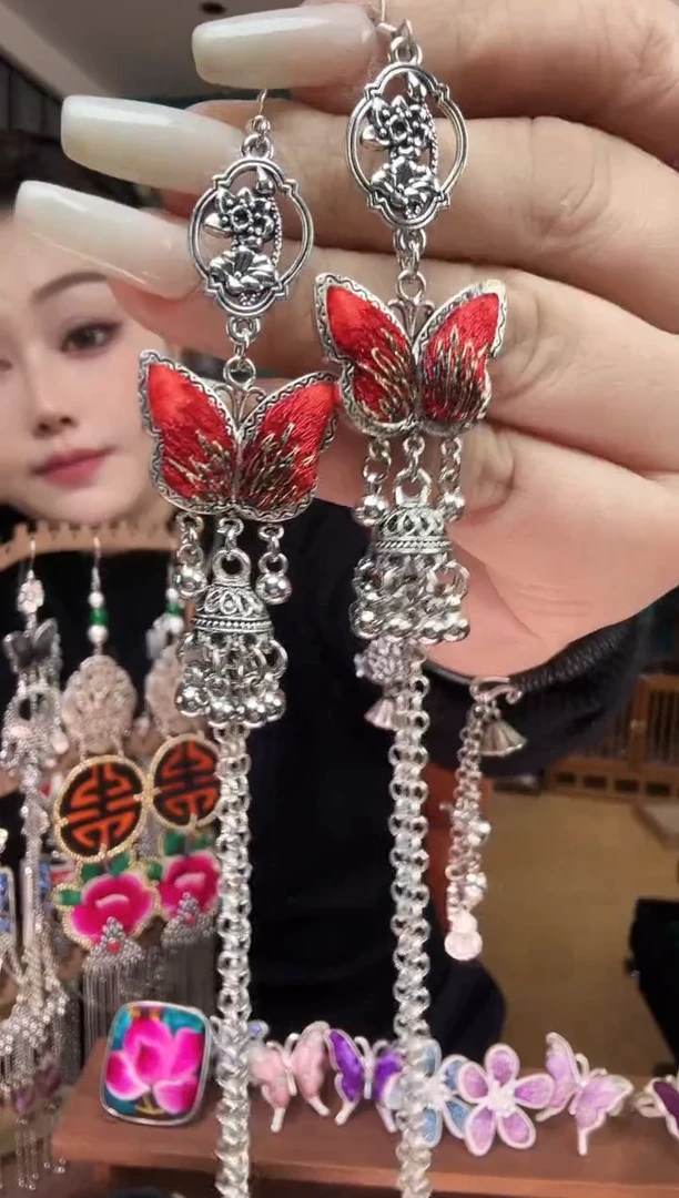 刺绣纯手工民族风刺绣耳环