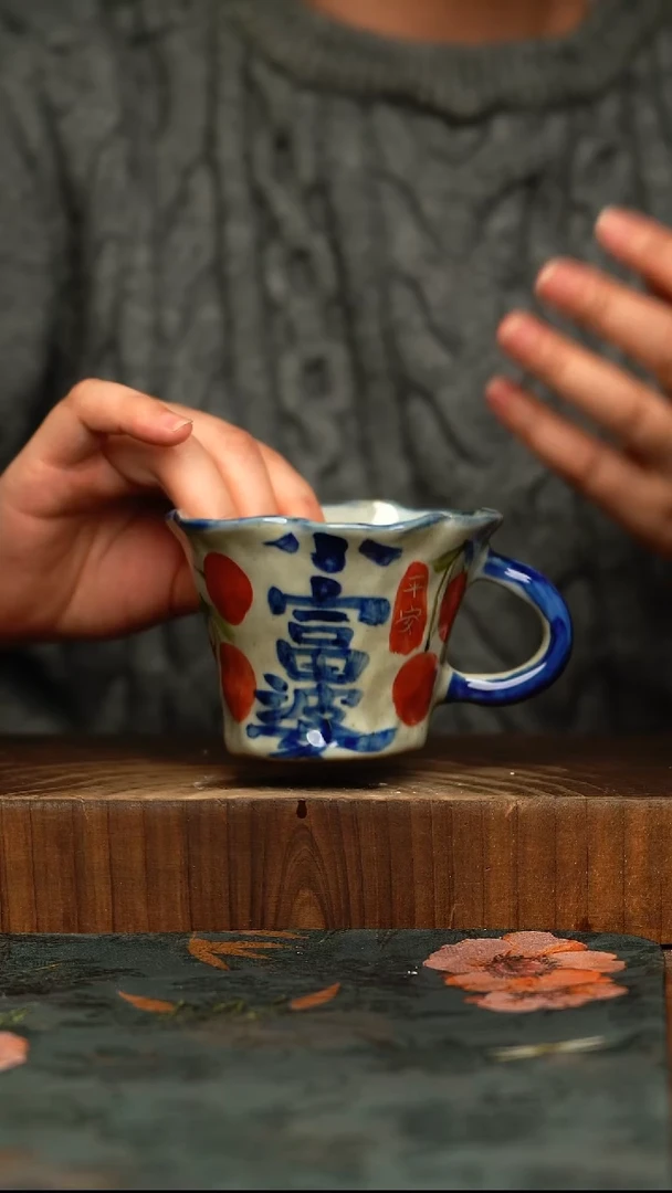 杯釉下彩手工手绘同款陶器