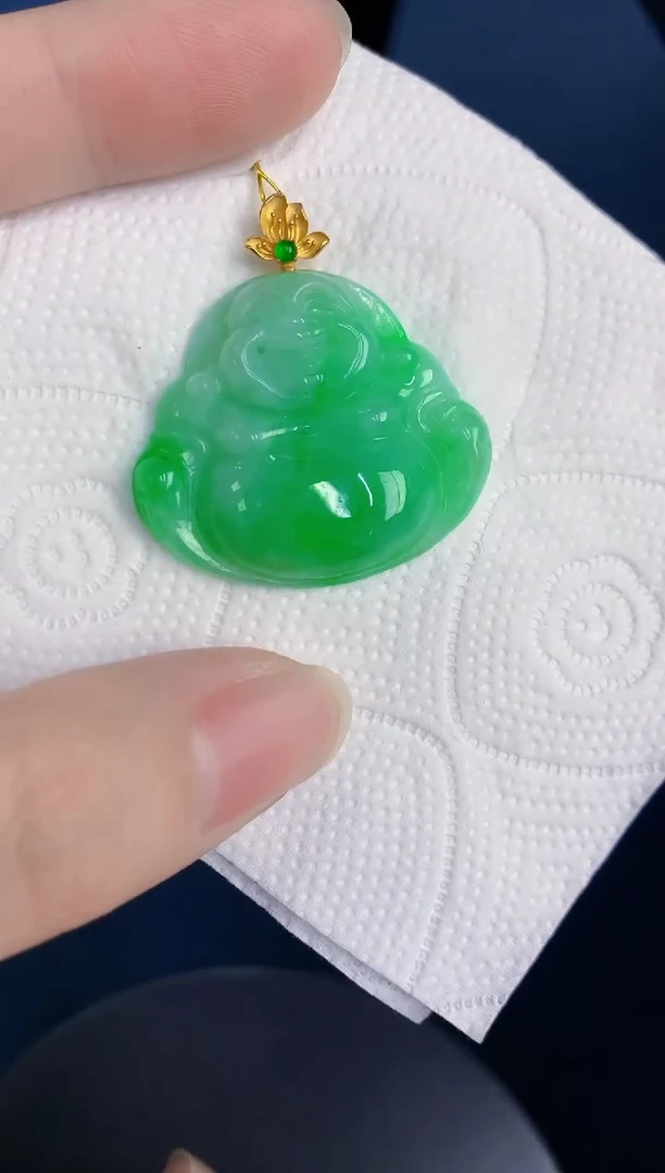 颈饰18K金镶嵌翡翠天然翡翠缅甸A货