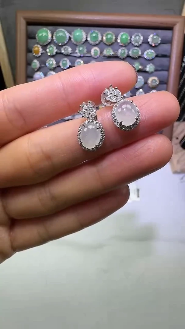 银S925镶嵌戒指翡翠耳饰30