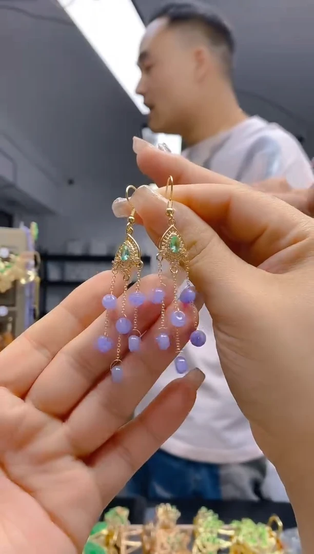 【闪购商品】翡翠耳饰合金46翡翠耳钩