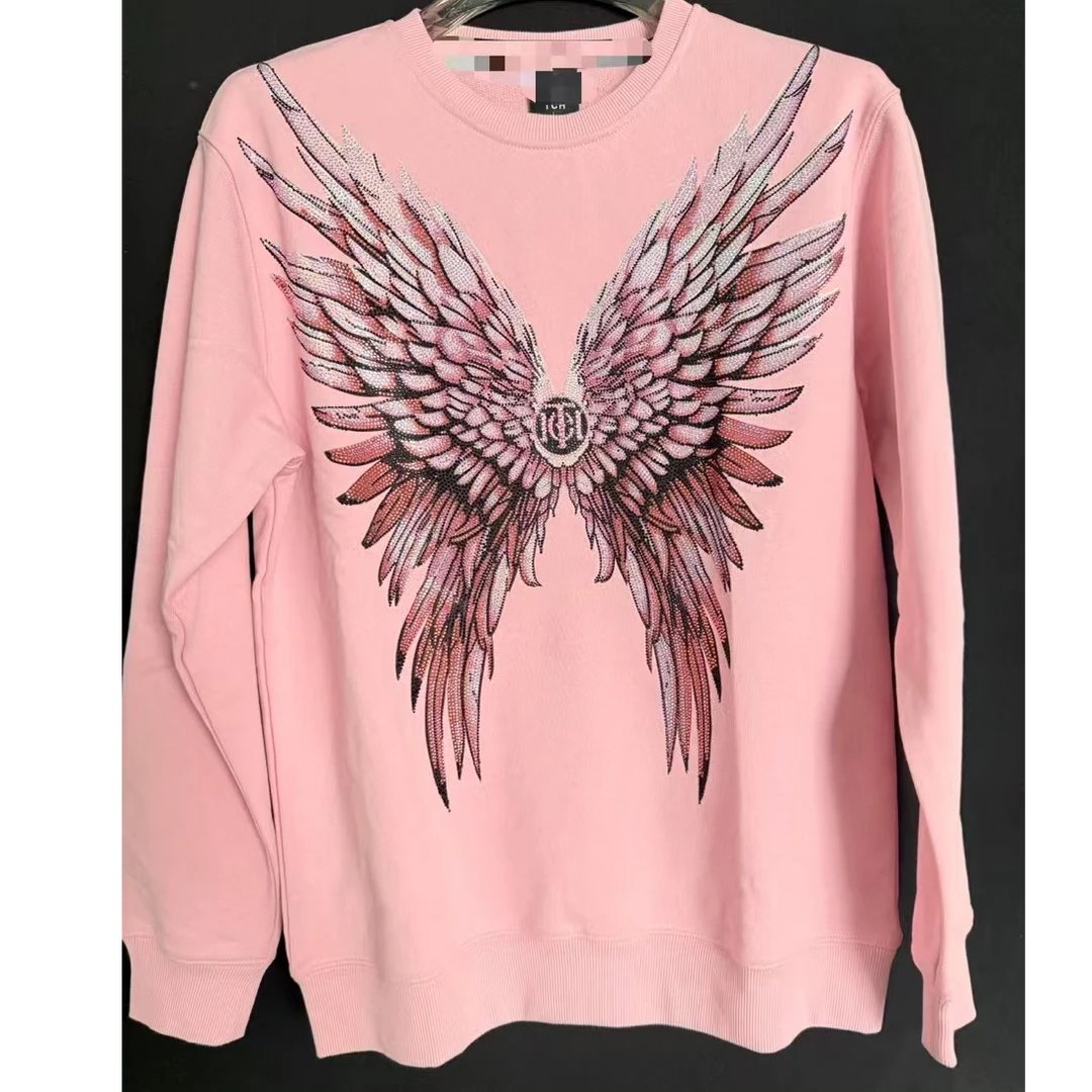 TCH时尚重工休闲烫钻天使翅膀粉色卫衣T69D116080