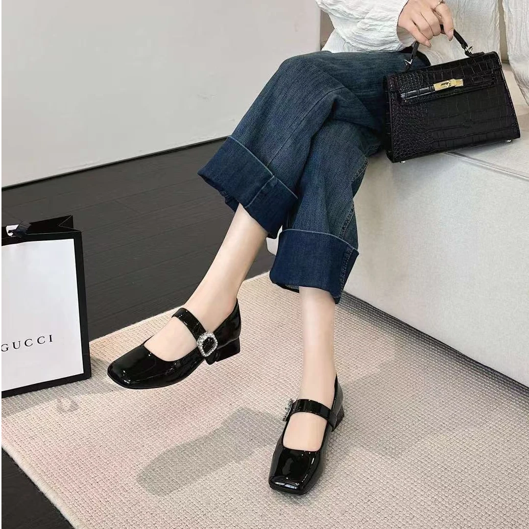 英伦风低跟圆头粗跟皮鞋软底单鞋玛丽珍鞋单鞋秋