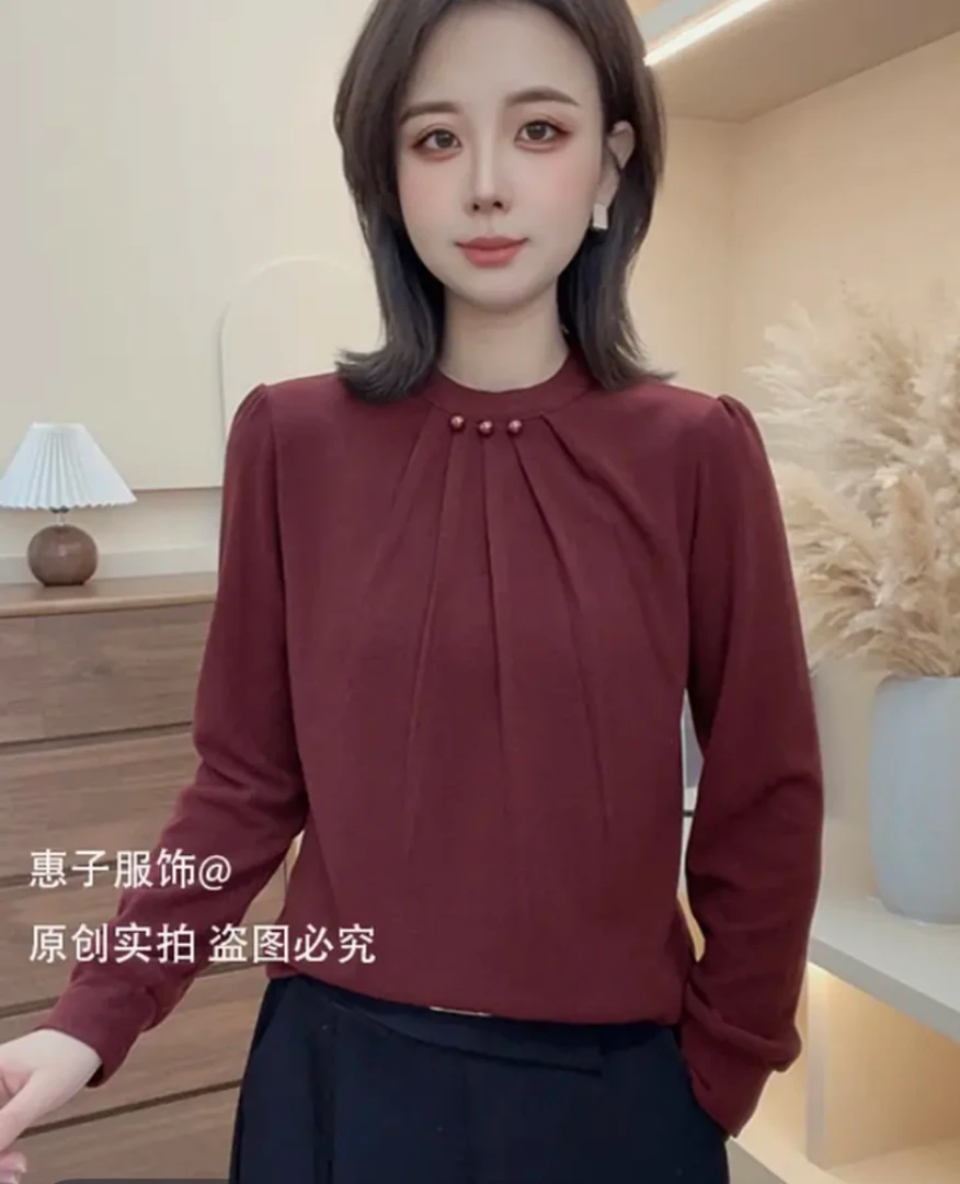 女装新款气质可外穿精致打底珠子厚款洋气高贵上衣女显瘦针织秋季