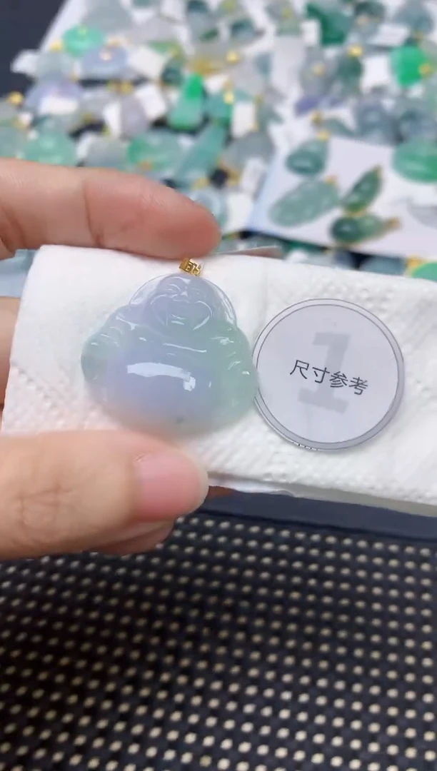 颈饰18K金镶嵌翡翠天然缅甸A货翡翠