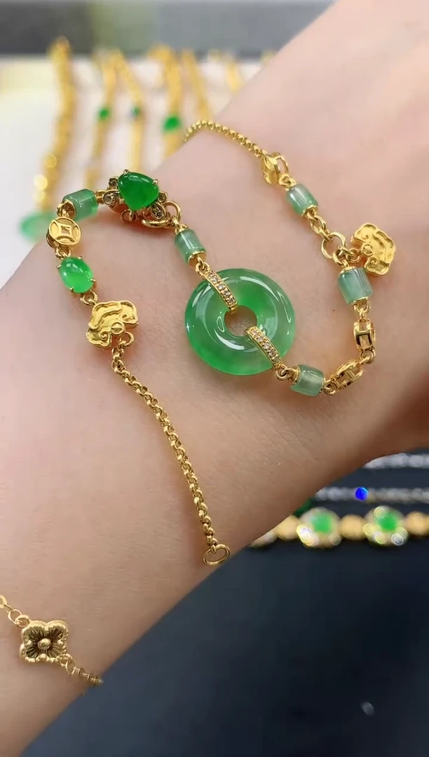 手链翡翠18K金镶嵌|9800