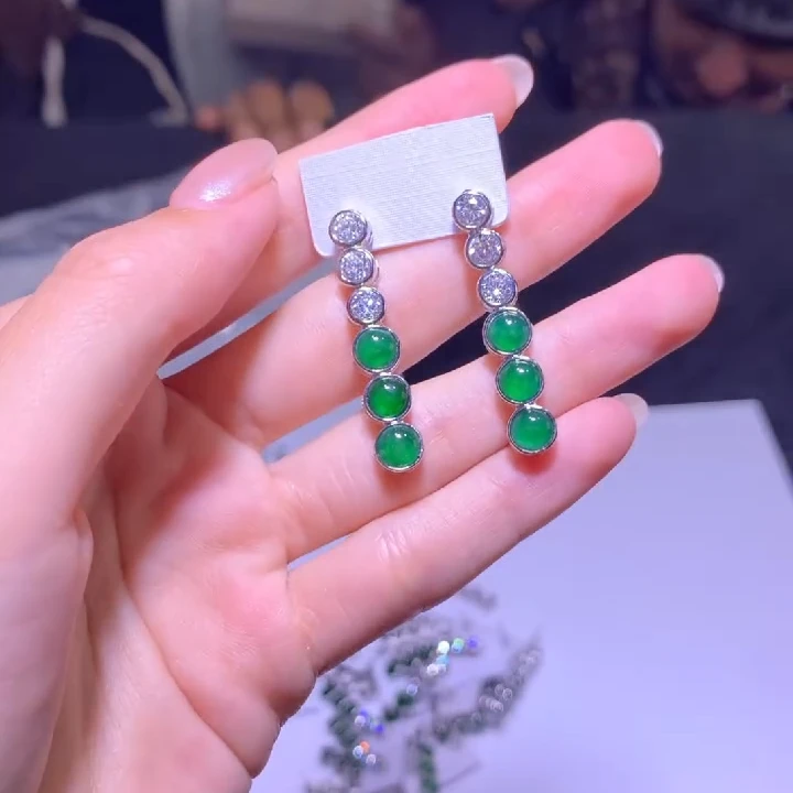 【逍遥精选】天然A货翡翠蛋面耳饰*783/21/多样性发/1对