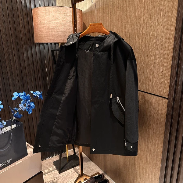 【美式工装休闲 】25秋季新款男士高档简约百搭连帽中长款风衣外套