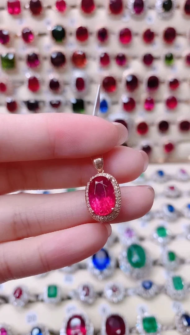 18K金吊坠18K金镶嵌碧玺1