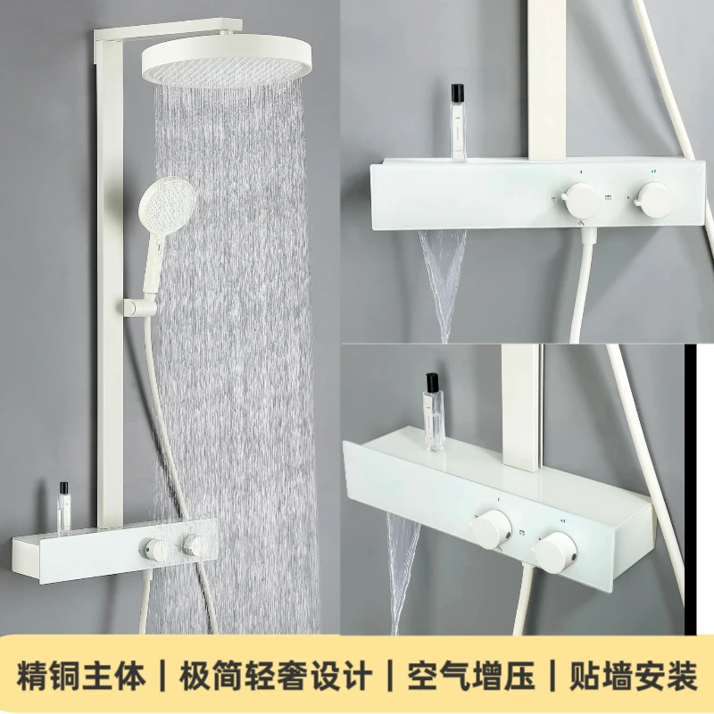 质保20年汉斯大置物平台全铜淋浴花洒全铜水路卫生间淋浴花洒套装