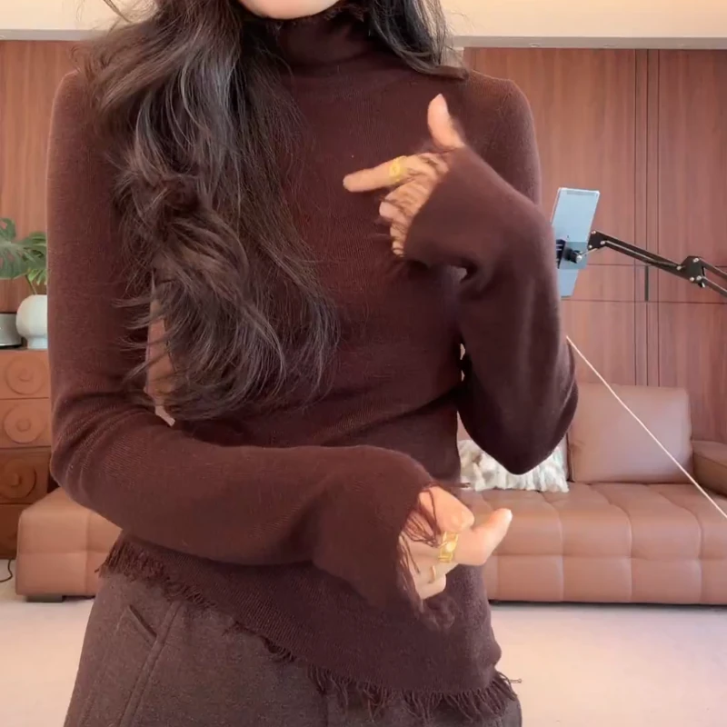 【柔雾感高领】冬季韩系时尚百搭新款减龄设计感打底衫LK2508630