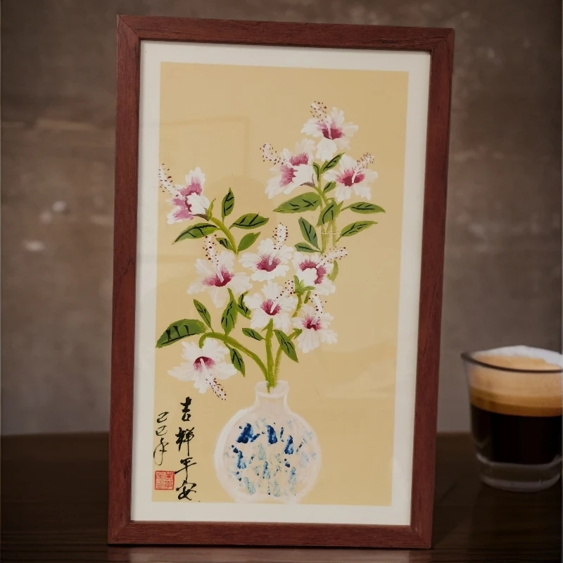 国画作品扶桑花寓意吉祥如意宣纸