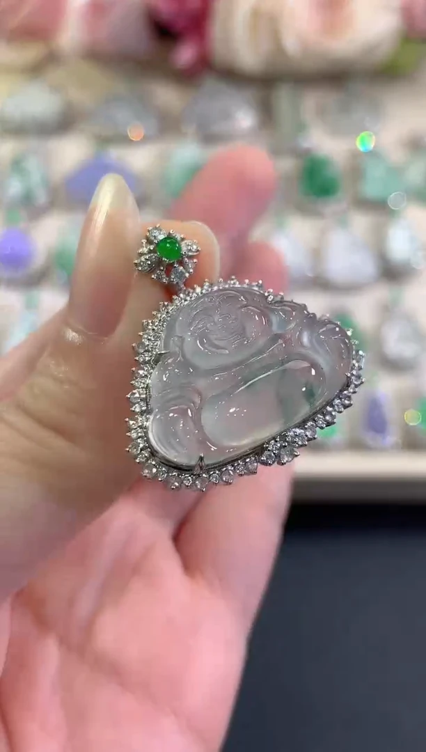 吊坠(不含链)18K金镶嵌翡翠b65