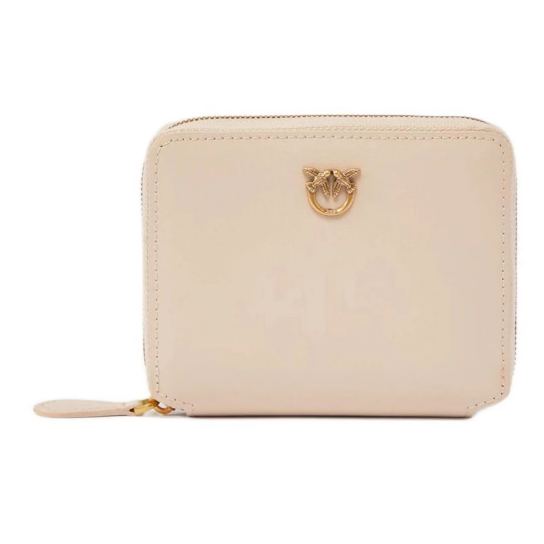 PINKO 金色Logo标牌环绕式拉链 小牛皮 钱包 女款