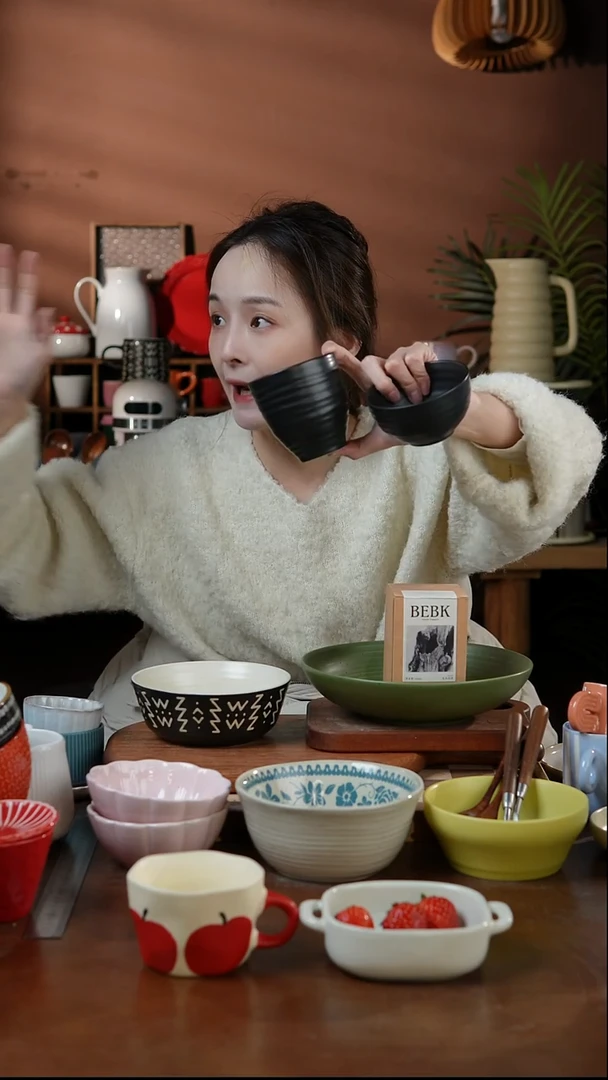 瓷片黑色手握杯+小碗  微瑕 凑满20发货