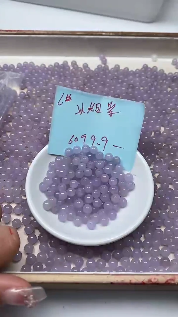 玛瑙/玉髓散珠未镶嵌L443冰烟紫6mm60个9.9元