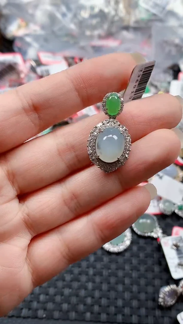 银S925镶嵌戒指翡翠天然A货缅甸翡翠