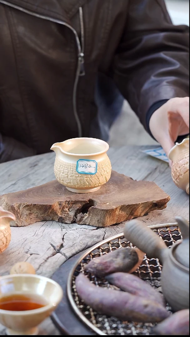 瓷片柴烧爆裂公道杯1280