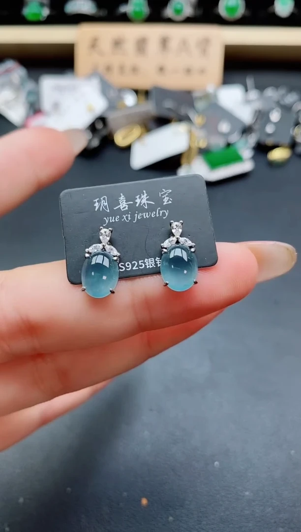 银S925镶嵌戒指翡翠1