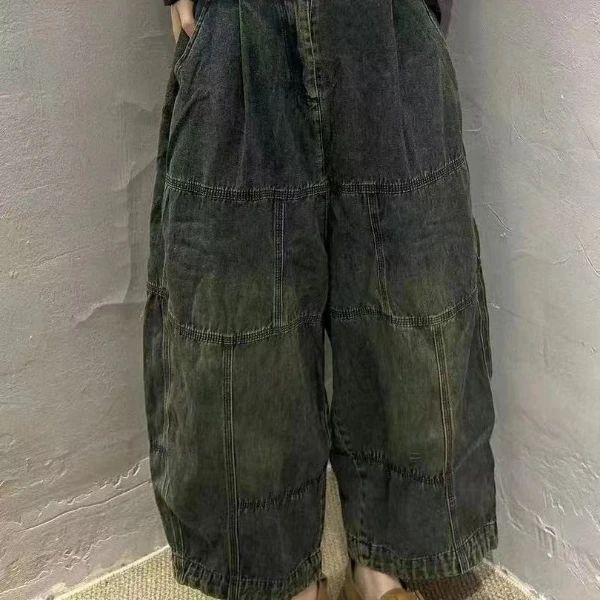 拼接百搭炒色欧版牛仔裤4801