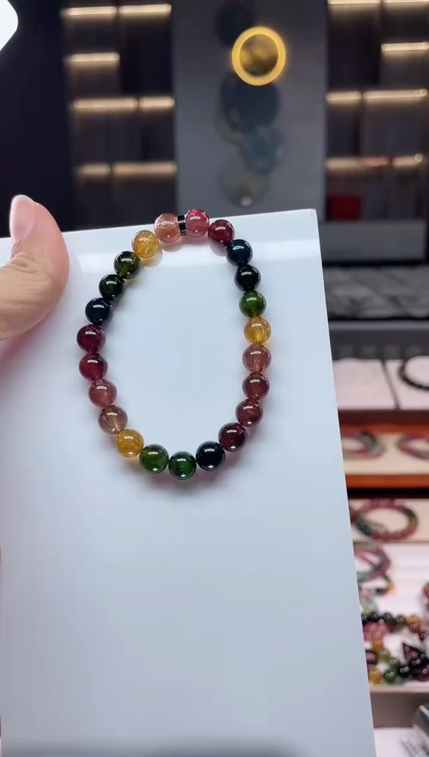 未镶嵌老矿碧玺单圈手串8mm+碧玺（多样性发一条）Q