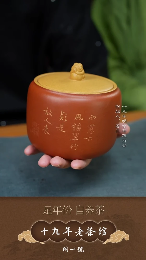 紫砂茶叶罐宜兴原矿紫砂醒茶罐+5沱荷苞