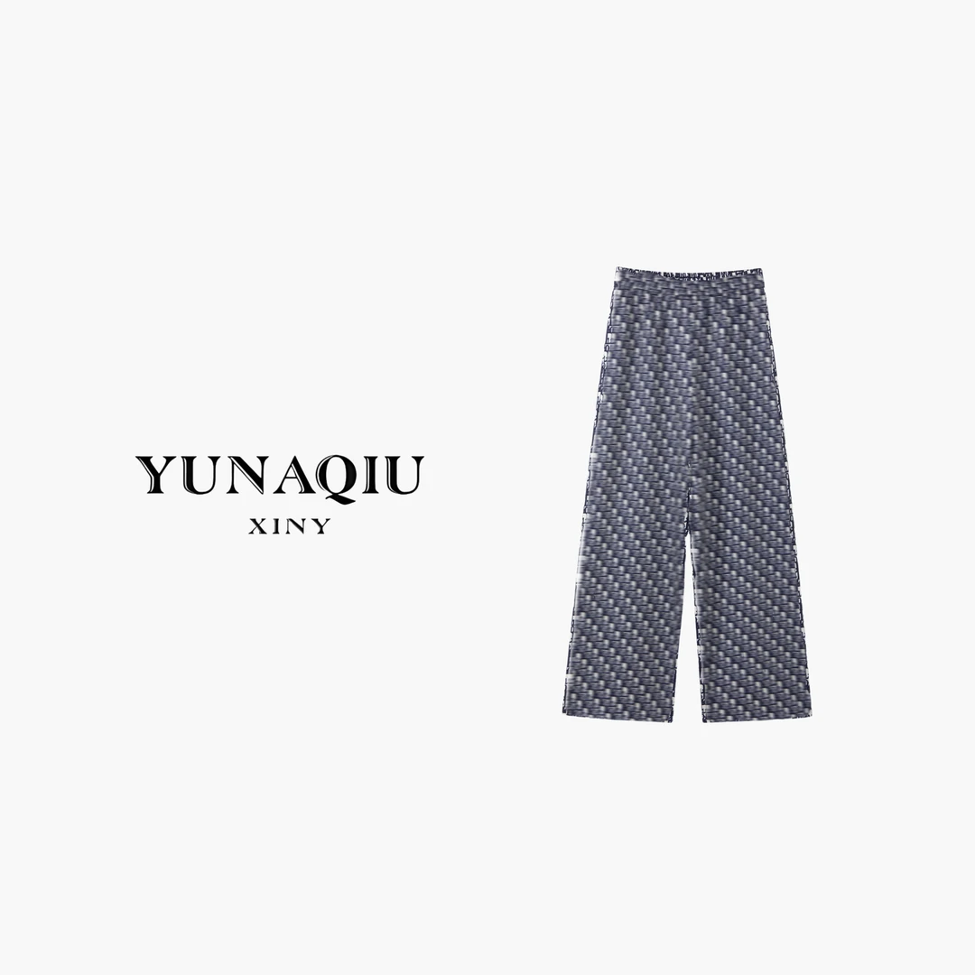 YUNAQIU 直筒时尚宽松满印休闲裤-9291