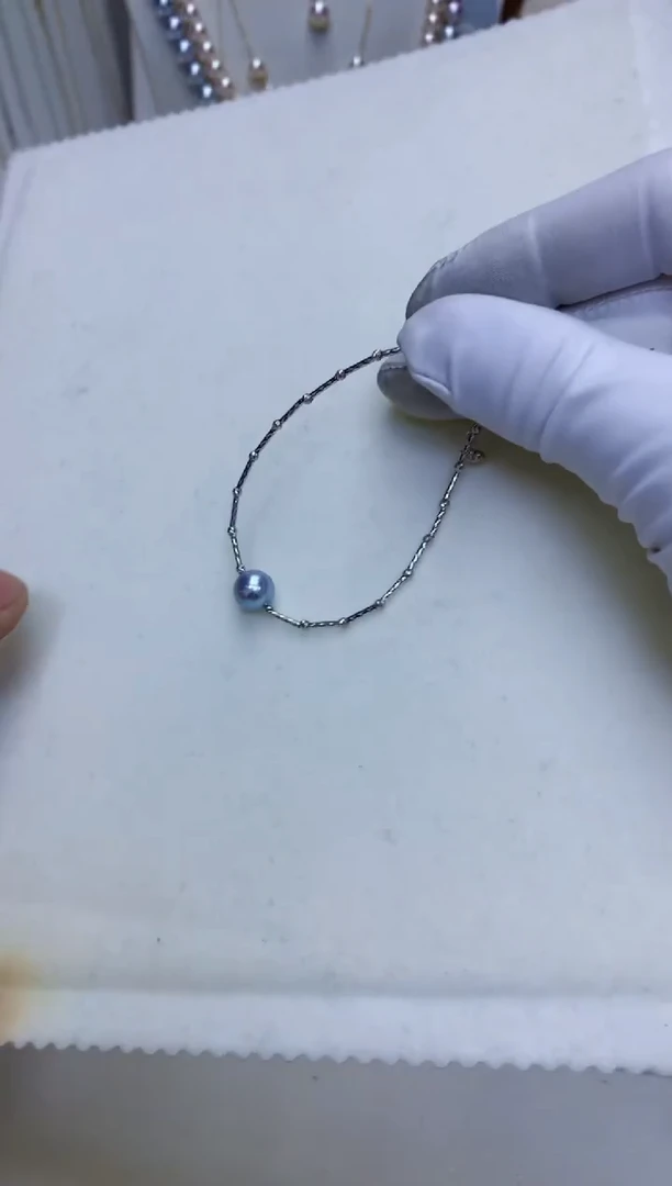 【闪购商品】海水珍珠饰品18K金镶嵌真多麻色竹节款手链