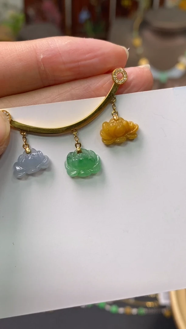 【闪购商品】翡翠颈饰18K金镶嵌净货14036