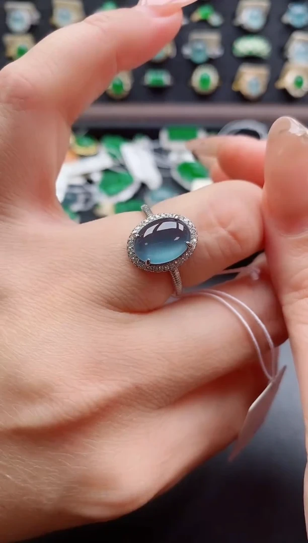 银S925镶嵌戒指翡翠1