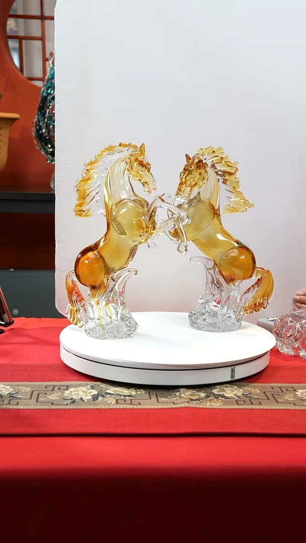 手工艺品琉璃話*金马一对