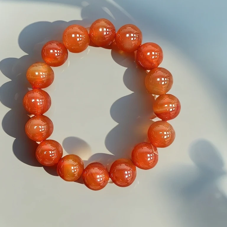 河湾冰凤血玛瑙玉手串12mm16颗天然珠宝玉手链多样性发一