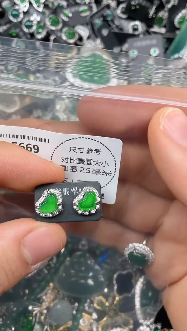 颈饰未镶嵌翡翠F669耳钉