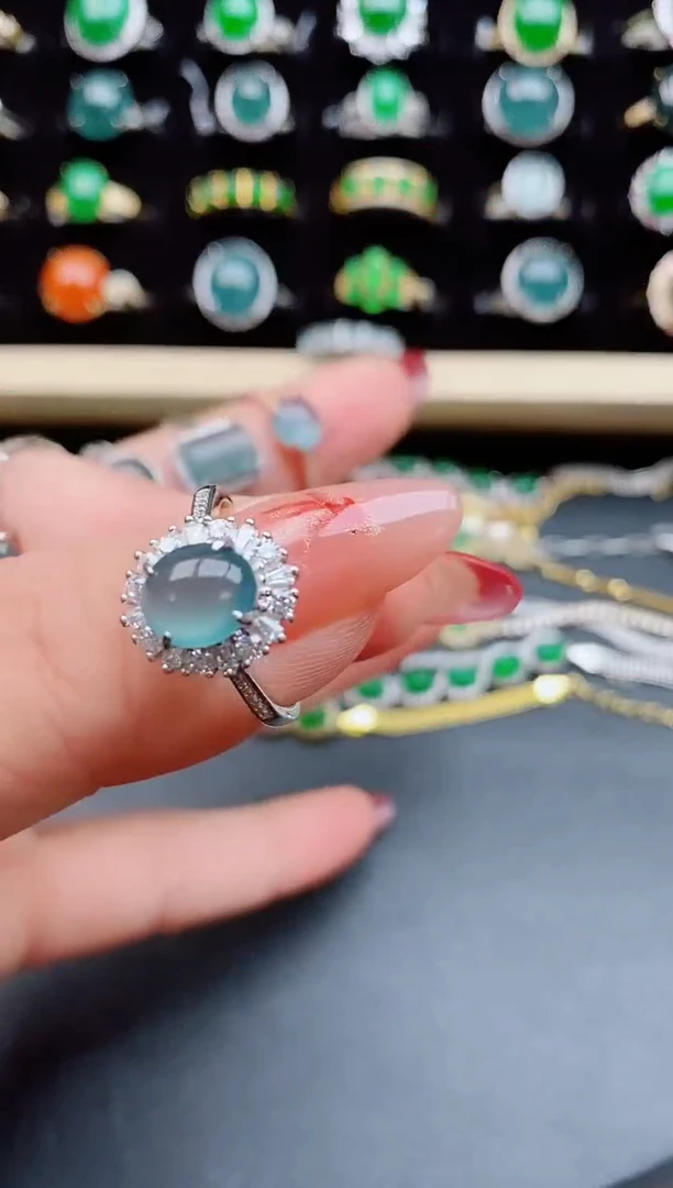 【闪购商品】翡翠戒指银S925镶嵌508085