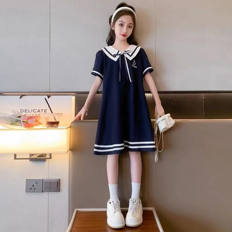 {MoGu蘑菇菌}女童裙子2025新款学院风polo裙女孩夏装MG26182
