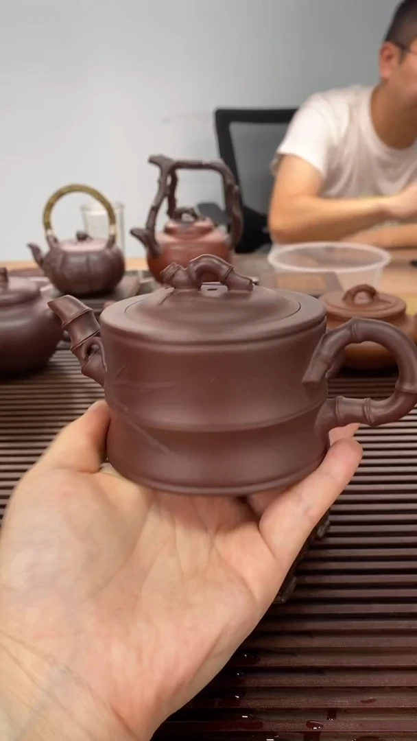 茶壶紫砂竹段200毫升紫泥