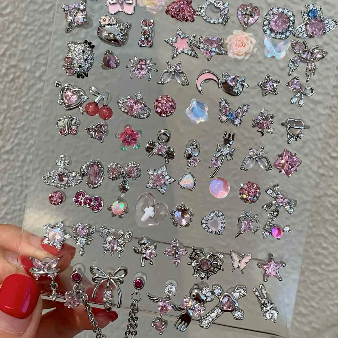 钛钢耳饰 RINGRING商店医用钛钢耳钉钛合金华子耳骨钉耳蜗钉粉色