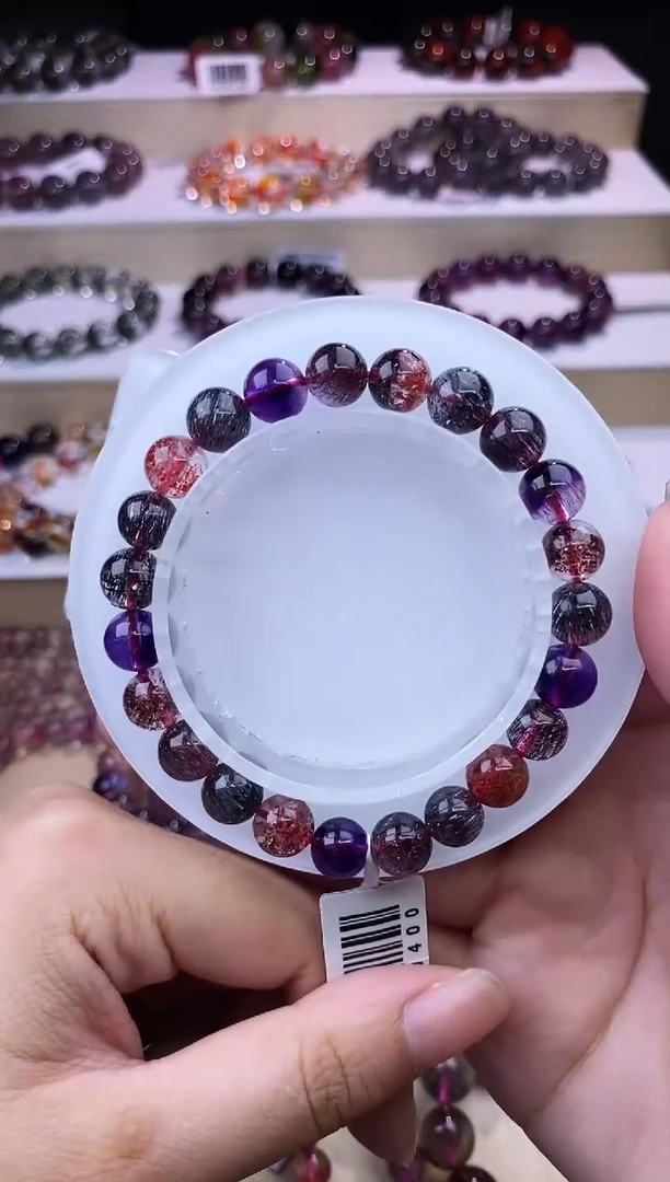 水晶手链未镶嵌黑加仑超七单圈8m+