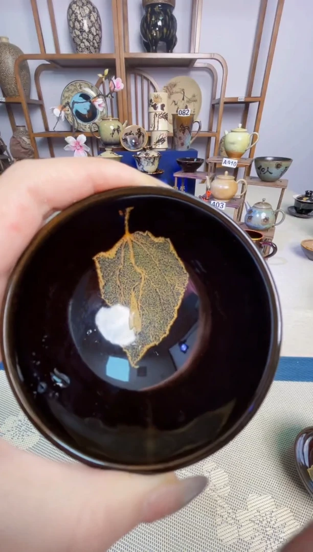 【特价无暇真叶入盏1300度】非遗大师手工高温瓷特价款