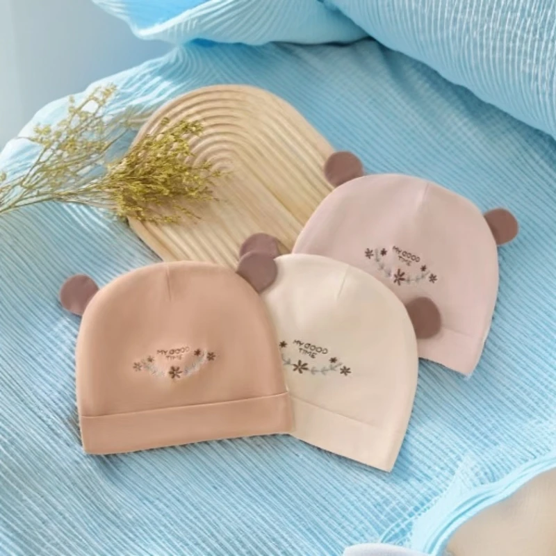 双层防风吸汗露娜蝴蝶结款多米小熊款月子帽