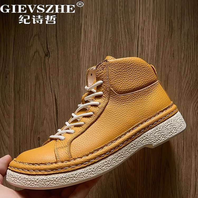 纪诗哲男鞋百搭时尚复古短靴男款潮流轻奢休闲鞋子透气轻便马丁靴