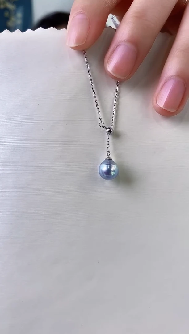 【闪购商品】海水珍珠项链银S925镶嵌8-9真多麻项链