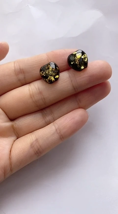 【闪购商品】琥珀裸石银S925镶嵌琥珀耳钉