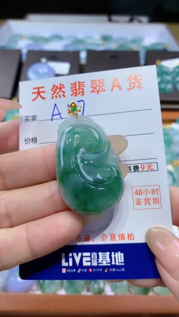 颈饰18K金镶嵌翡翠天然翡翠A货挂件