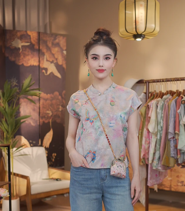 《 千千结-短袖》新中式提花国风时尚休闲防晒透气短袖上衣